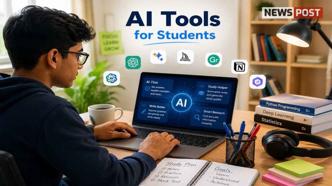 AI Tools for Students: पढ़ाई, रिज्यूमे और नौकरी की तैयारी के लिए 15 मुफ्त AI टूल्स (2026 Guide) AI Tools for Students
