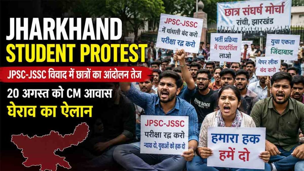 Jharkhand Student Protest: JPSC-JSSC विवाद में छात्रों का आंदोलन तेज, 20 अगस्त को CM आवास घेराव का ऐलान Jharkhand Student Protest