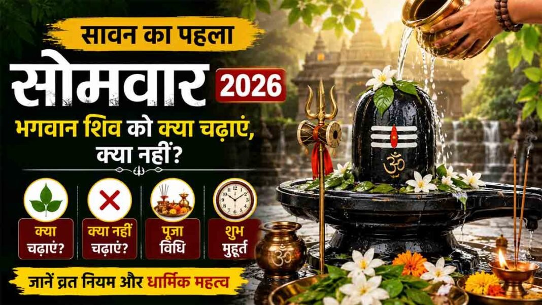 सावन का पहला सोमवार 2026: भगवान शिव को क्या चढ़ाएं, क्या नहीं? जानें पूजा विधि, शुभ मुहूर्त और धार्मिक महत्व sawan ka pehla somwar 2026